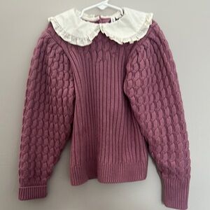 Janie and Jack Pink Sweater with white collar size 7